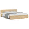 LED Bed Frame with Headboard - Sonoma Oak 200x200 cm