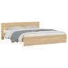 LED Bed Frame with Headboard - Sonoma Oak 200x200 cm