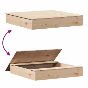 Sandpit with Cover - 111x111 cm Solid Pine Wood | HipoMarket