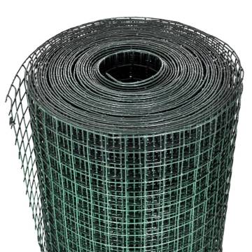 Galvanised PVC Coated Chicken Wire Fence - 25x1m Green