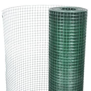 Galvanised PVC Coated Chicken Wire Fence - 25x1m Green