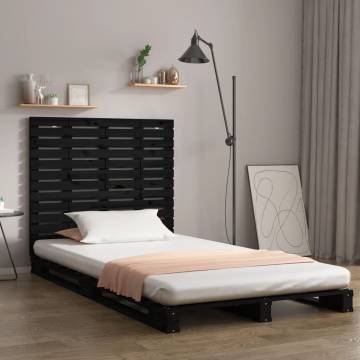 Wall Headboard Black - Solid Pine Wood 106x3x91.5 cm