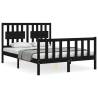 Black Small Double Bed Frame with Headboard - Solid Wood