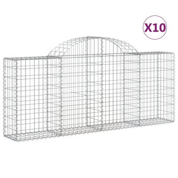 Arched Gabion Baskets - 10 pcs Galvanised Iron | HipoMarket