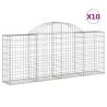 Arched Gabion Baskets - 10 pcs Galvanised Iron | HipoMarket