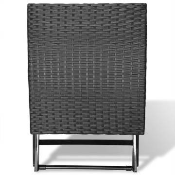 Folding Stool Poly Rattan Black - Stylish & Durable | Hipo Market