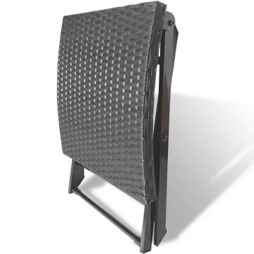 Folding Stool Poly Rattan Black - Stylish & Durable | Hipo Market