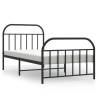 Elegant Metal Bed Frame with Headboard & Footboard - Black 100x190 cm