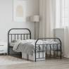 Elegant Metal Bed Frame with Headboard & Footboard - Black 100x190 cm