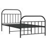 Elegant Metal Bed Frame with Headboard & Footboard - Black 100x190 cm