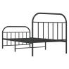 Elegant Metal Bed Frame with Headboard & Footboard - Black 100x190 cm