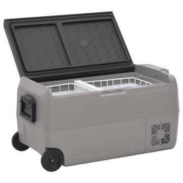 Portable Cool Box with Wheels & Handle - 60L Black & Grey