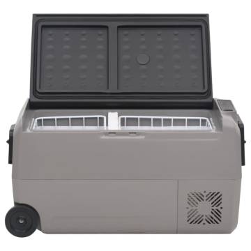 Portable Cool Box with Wheels & Handle - 60L Black & Grey