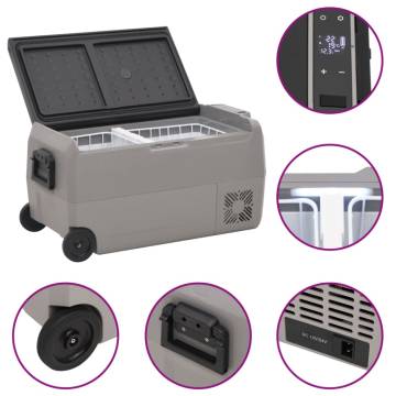 Portable Cool Box with Wheels & Handle - 60L Black & Grey