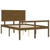 Honey Brown Double Bed Frame with Headboard - Solid Wood