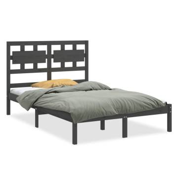 Grey Solid Wood Bed Frame 120x200 cm - Timeless Design