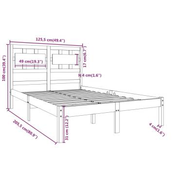 Grey Solid Wood Bed Frame 120x200 cm - Timeless Design