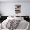 Stylish Black Engineered Wood Bed Headboard with Cabinets