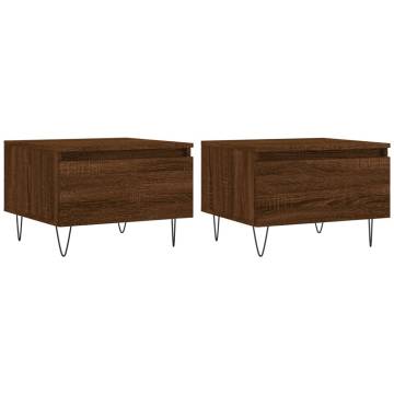 Elegant Brown Oak Coffee Tables - 2 pcs | Hipo Market