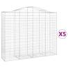 Arched Gabion Baskets - 5 pcs, Galvanised Iron - 200x50x160/180 cm