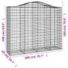 Arched Gabion Baskets - 5 pcs, Galvanised Iron - 200x50x160/180 cm