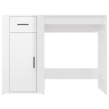 High Gloss White Desk - 100x49x75 cm - Modern Engineered Wood