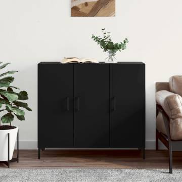 Modern Black Sideboard - 90x34x80 cm Engineered Wood