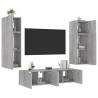 6 Piece TV Wall Units with LED - Grey Sonoma Wood