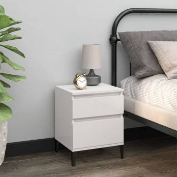 High Gloss White Bedside Cabinet - Stylish Storage Solution