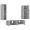 6 Piece TV Wall Units with LED - Grey Sonoma Wood