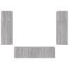 6 Piece TV Wall Units with LED - Grey Sonoma Wood