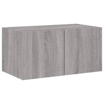 6 Piece TV Wall Units with LED - Grey Sonoma Wood