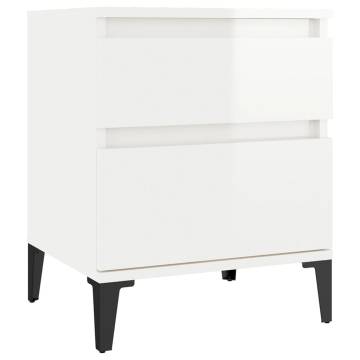 High Gloss White Bedside Cabinet - Stylish Storage Solution