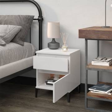 High Gloss White Bedside Cabinet - Stylish Storage Solution