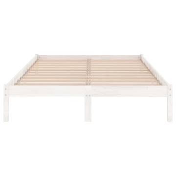 White Solid Wood Bed Frame 150x200 cm King Size | Hipo Market