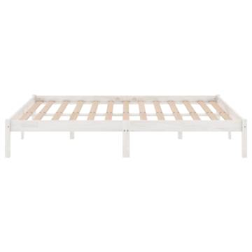 White Solid Wood Bed Frame 150x200 cm King Size | Hipo Market