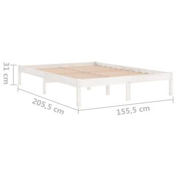 White Solid Wood Bed Frame 150x200 cm King Size | Hipo Market