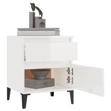 High Gloss White Bedside Cabinet - Stylish Storage Solution