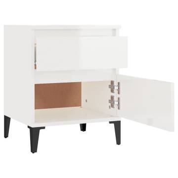 High Gloss White Bedside Cabinet - Stylish Storage Solution