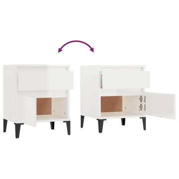 High Gloss White Bedside Cabinet - Stylish Storage Solution