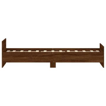 Brown Oak Bed Frame 75x190 cm | Small Single Engineered Wood