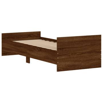 Brown Oak Bed Frame 75x190 cm | Small Single Engineered Wood