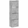 Shoe Cabinet with 4 Flip-Drawers - Concrete Grey 60x42x204 cm