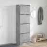 Shoe Cabinet with 4 Flip-Drawers - Concrete Grey 60x42x204 cm