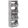 Shoe Cabinet with 4 Flip-Drawers - Concrete Grey 60x42x204 cm