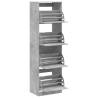 Shoe Cabinet with 4 Flip-Drawers - Concrete Grey 60x42x204 cm