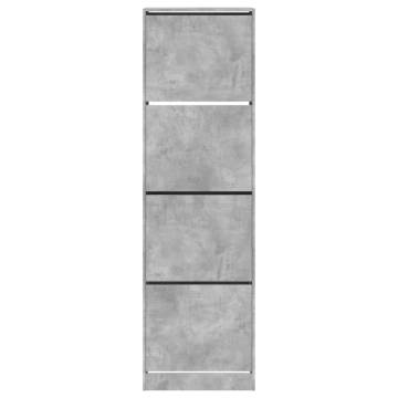 Shoe Cabinet with 4 Flip-Drawers - Concrete Grey 60x42x204 cm