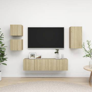 5 Piece TV Cabinet Set in Sonoma Oak - Modern Storage Solution