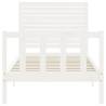 White Bed Frame with Headboard 100x200 cm - Solid Wood