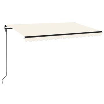 Manual Retractable Awning with LED - 450x300cm Cream